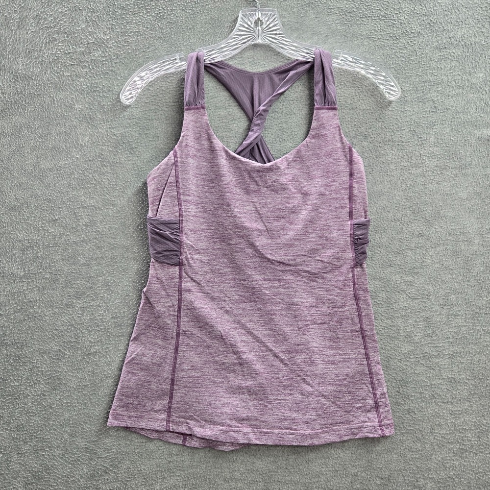 Lululemon Women Activewear Tank Top 6 Purple Spin Me Built in Bra Sleeveless